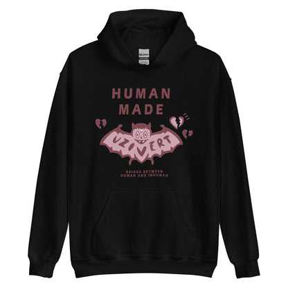 Human MADE Lil Uzi Pink Hoodie - Unisex Streetwear Graphic Hoodie with Bat Design