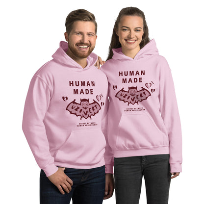 Human MADE Lil Uzi Pink Hoodie - Unisex Streetwear Graphic Hoodie with Bat Design