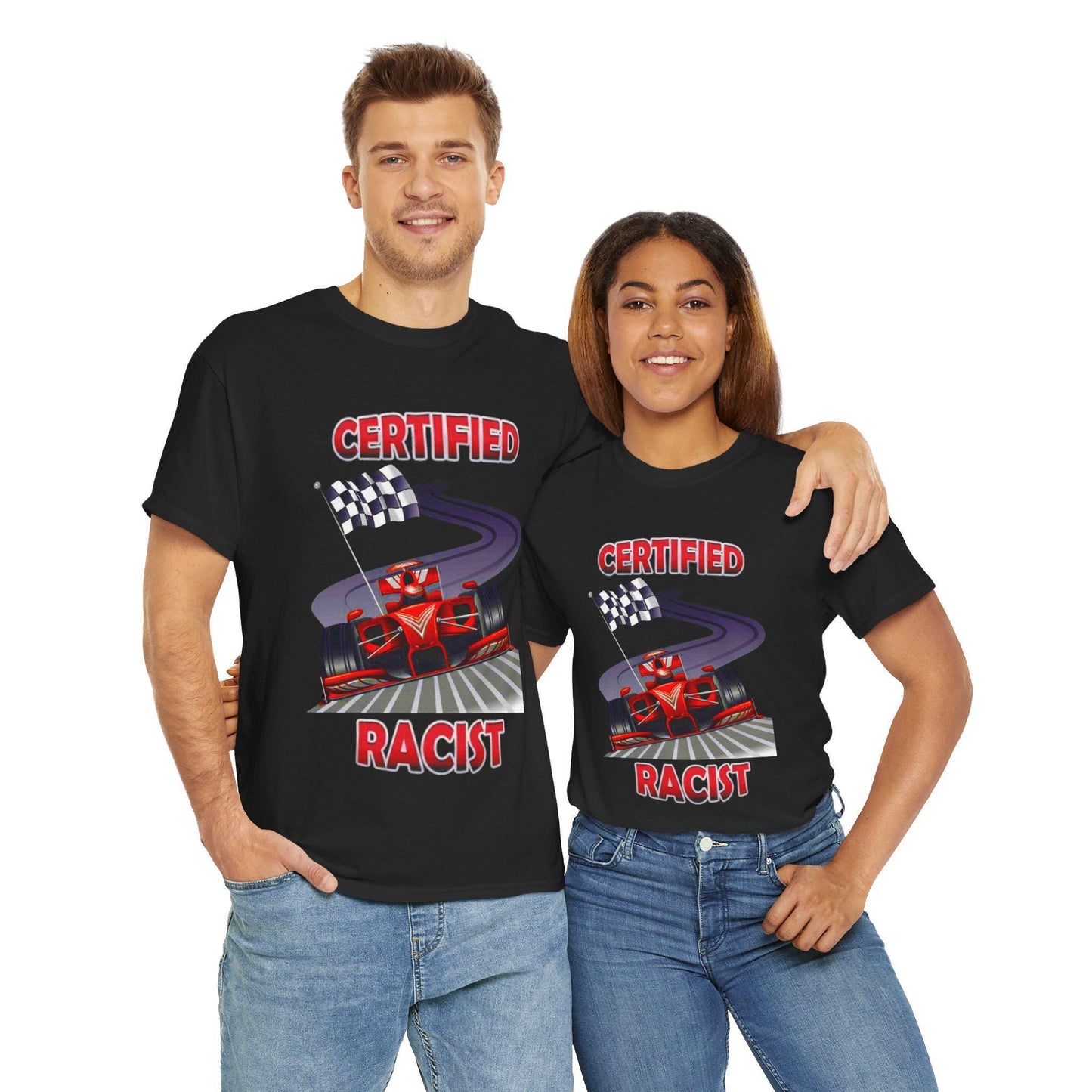 Certified Racist Shirt – Racing Graphic Tee with Checkered Flag